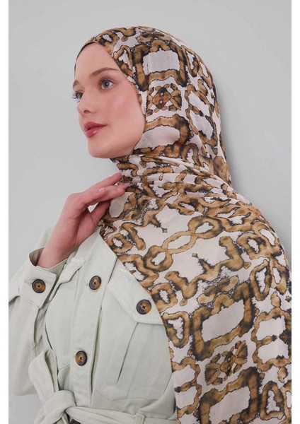 Küf Yeşili Leopar Desen Vivian Şal