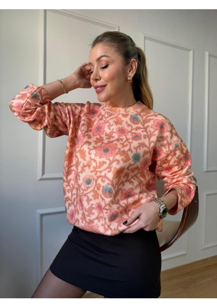 Somon Çiçek Desenli Kazak indirimleri