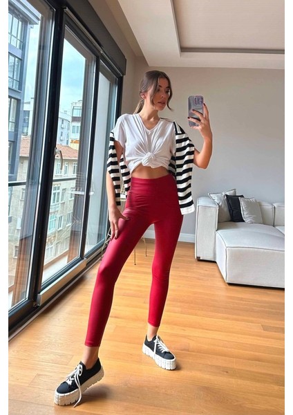 Kadın Yüksek Bel Içi Şardonlu Fırsat Ürün Toparlayıcı Tayt