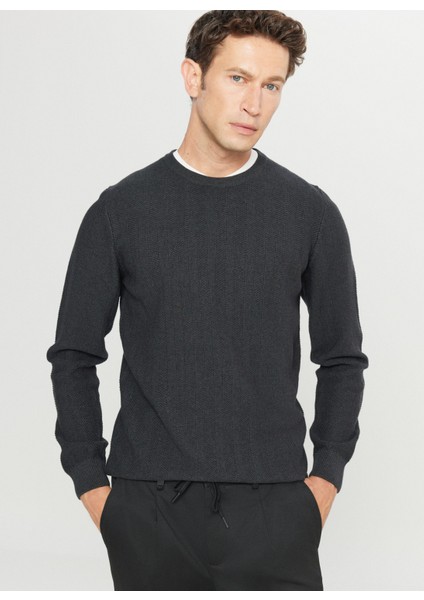 Bisiklet Yaka Standart Antrasit Melanj Erkek Kazak ACE049261266_ANM