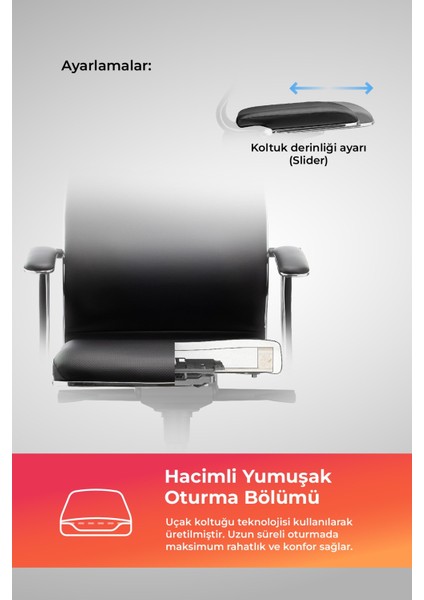 Samurai Ergonomik Koltuk | Bel Destekli, Tekerlekli, Yükseklik Ayarlı, Deri Makam Koltuğu - 2d7.4.1.61 fırsatları