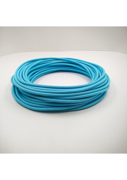 Dekoratif Örgülü Kumaş Kablo Mavi Renk 2X0,50MM 1 Metre