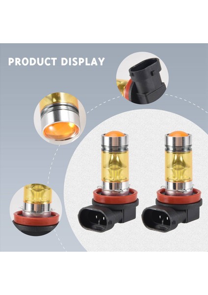 Adet Güçlü LED Işık 100W H11 Sarı Sis Lambası 20 LED Far (Yurt Dışından) indirimleri