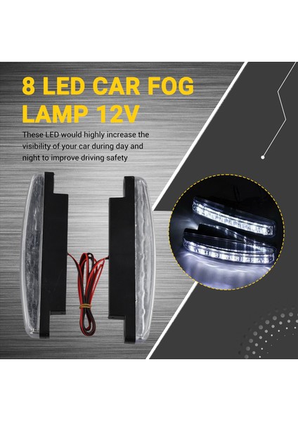 En Yeni 2 Adet Süper Beyaz 8 LED Gündüz Farları 12V (Yurt Dışından) fırsatları