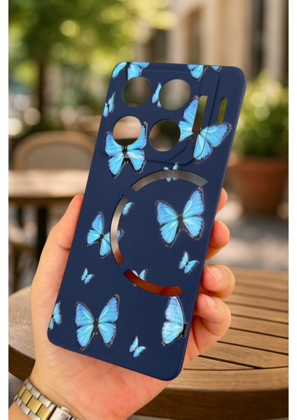 Infinix Gt 20 Pro-Mavi Kelebek Desenli Silikon Darbe Emici Klasik Korumalı Rubber Kılıf modelleri