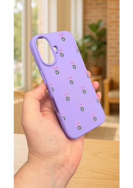 iPhone 16 - Mini Lale Desneli Silikon Darbe Emici Klasik Korumalı Rubber Kılıf modelleri