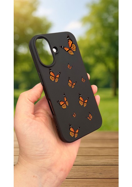 iPhone 16 -Kelebek Desenli Silikon Darbe Emici Klasik Korumalı Rubber Kılıf modelleri