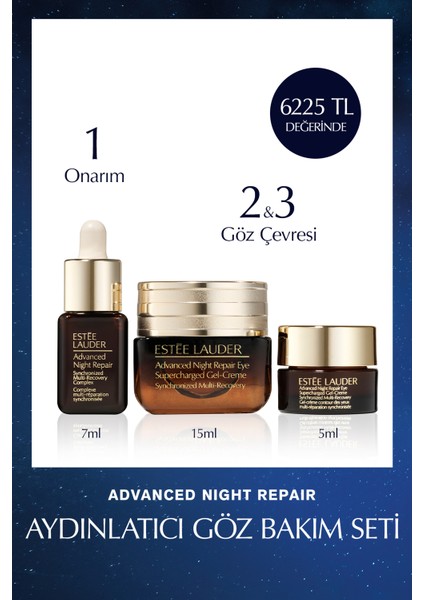 Advanced Night Repair Aydınlatıcı Göz Bakım Seti - Supercharged Göz Kremi 15ML + 5ml, Serum 7ml