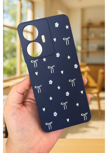 Realme C55 Uyumlu Mini Fiyonk Desenli Silikon Darbe Emici Klasik Korumalı Rubber Kılıf