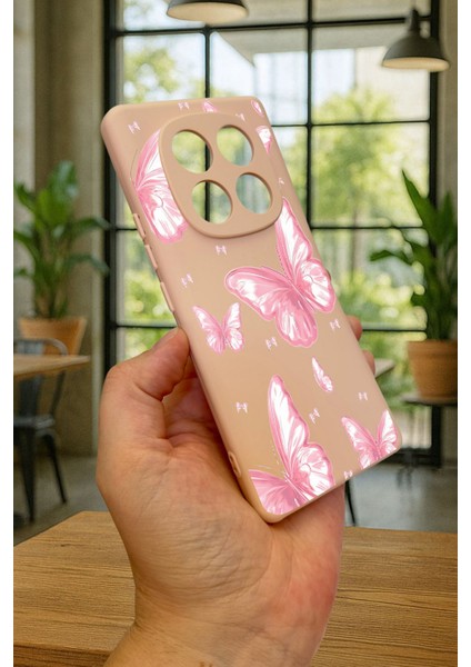 Redmi Note 14 Pro 5g Pembe Kelebek Desenli Silikon Darbe Emici Klasik Korumalı Rubber Kılıf modelleri