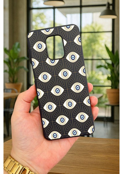 Redmi Note 9 Pro/9s Uyumlu Evıl Eye Desenli Silikon Darbe Emici Klasik Korumalı Rubber Kılıf