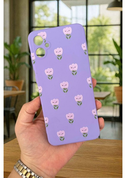 Samsung Galaxy A05 Uyumlu Mini Lale Desenli Silikon Darbe Emici Klasik Korumalı Rubber Kılıf