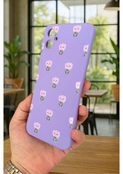 Samsung Galaxy A05 Uyumlu Mini Lale Desenli Silikon Darbe Emici Klasik Korumalı Rubber Kılıf modelleri