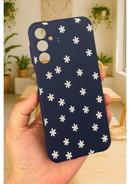 Samsung Galaxy A14 Uyumlu Mini Papatya Desenli Silikon Darbe Emici Klasik Korumalı Rubber Kılıf