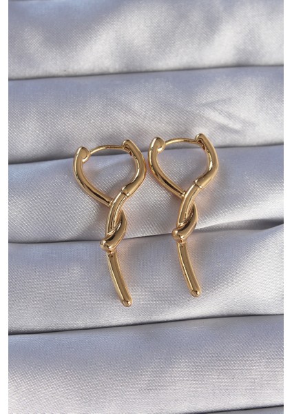 Pirinç Gold Renk Sarmal Çubuk Tasarımlı Uzun Küpe - TJ-BKP9086 modelleri