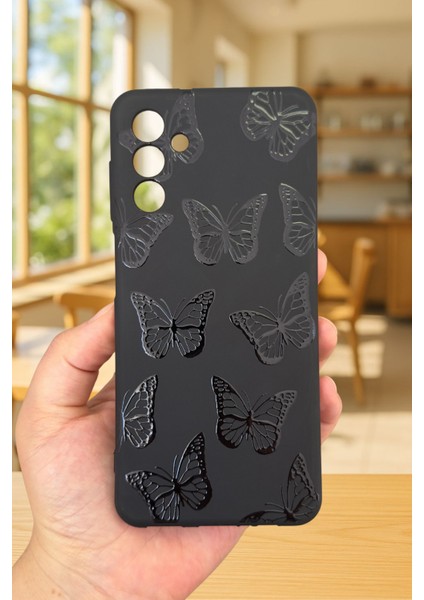 Samsung Galaxy A54 Uyumlu Siyah Kelebek Desenli Silikon Darbe Emici Klasik Korumalı Rubber Kılıf fiyatları