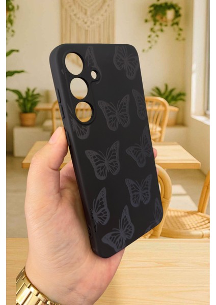 Samsung Galaxy S25 Plus- Siyah Kelebek Desenli Silikon Darbe Emici Klasik Korumalı Rubber Kılıf modelleri