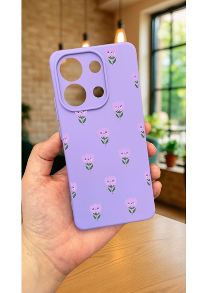 Xiaomi Redmi Note 13 Pro 4g Mini Lale Desenli Silikon Darbe Emici Klasik Korumalı Rubber Kılıf
