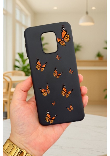 Xiaomi Redmi Note 9pro/9s Uyumlu Kelebek Desenli Silikon Darbe Emici Klasik Korumalı Rubber Kılıf