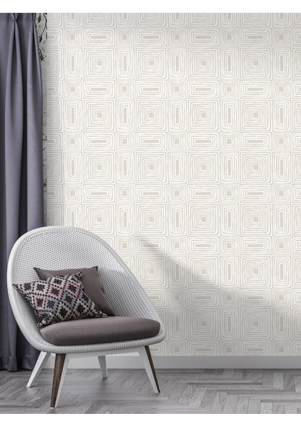 Çizgili Bej Desenli Duvar Kağıdı Isı ve Ses Yalıtımlı Yırtılmaz fiyatları