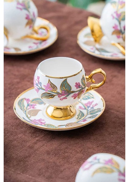 Acar Orvılle 6'lı Porselen Kahve Fincan Takımı 90 ml – Altın Yaldızlı El Yıkama Gerektiren Lüks Fincan Seti HXF-06924