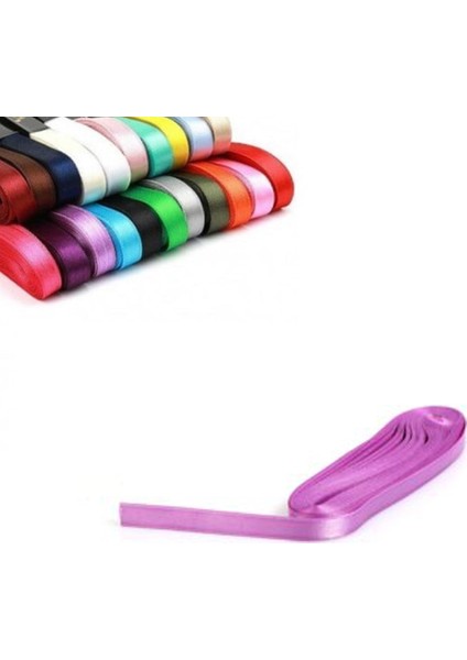 Lila Renkli Saten Kurdela 1 cm Kalınlıkta 10 mt Hediye ve Süsleme Şeridi