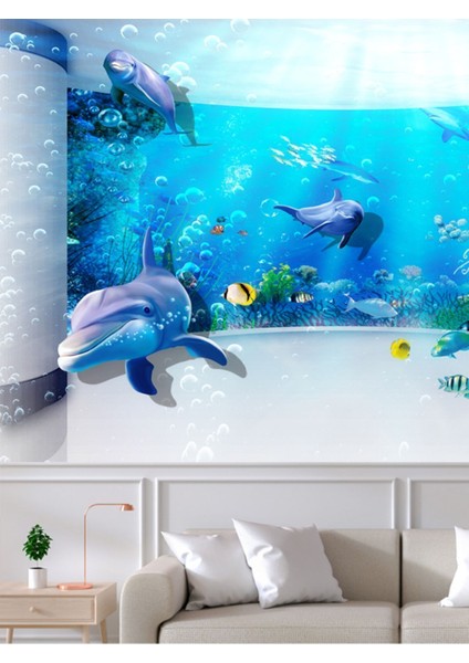 Denizaltı Balıklar Desenli Isı ve Ses Yalıtımlı Sağlıklı Tekstil Duvar Kağıdı