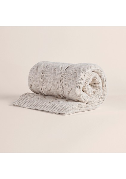 Triko Tv Battaniyesi Throw Krem Koltuk Şalı 90X200 cm - Cabella Serisi