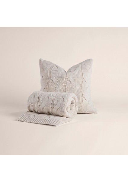 Triko Tv Battaniyesi Throw Krem Koltuk Şalı 90X200 cm - Cabella Serisi modelleri