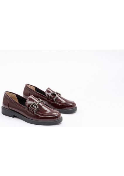 2122 Kadın Bordo Rugan Loafer Ayakkabı