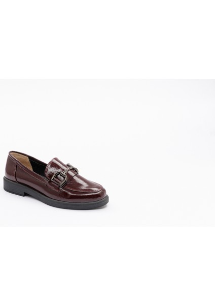 2122 Kadın Bordo Rugan Loafer Ayakkabı modelleri