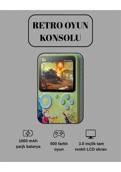 G5 Game Box Retro Mini Oyun Konsolu – 500 Dahili Oyun - N882J302-M72882 fiyatları