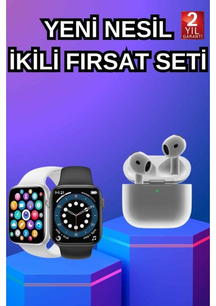 3.nesil Tws Bluetooth Kulaklık ve Dokunmatik Ekran Akıllı Saat Sesli Görüşme - M690R866-K0769