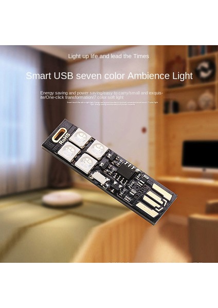 Adet Mobil Güç USB Işık Renkli Atmosfer 4led Düğme Anahtarı Akıllı Gece (Yurt Dışından) fiyatları