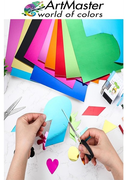 Aynalı Metalik Fon Kartonu 20X30 cm 10 Renk 1 Paket Dekoratif Pırıltılı Folyo Kağıt Okul Sınıf Renkli modelleri