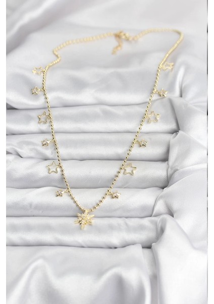 Bfs Pirinç Gold Renk Zirkon Taşlı Kutup Yıldızı Model Kadın Kolye fiyatları