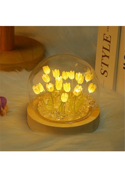 Lale Gece Lambası El Yapımı Kendin Yap Lale Kız Oturma Odası Masaüstü Romantik Ortam Lambası-Sarı (Yurt Dışından) indirimleri