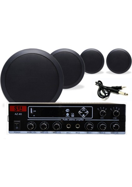 Mağaza Ses Sistemi Seti | 4 Hoparlörlü Güçlü Anfi ile Net ve Kaliteli Ses Deneyimi