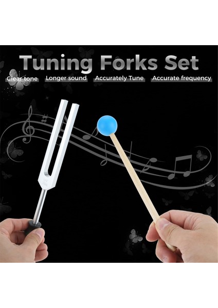 Tutma Çatal Seti 6 (Ut 396Hz, Re 417Hz, Mı 528Hz, Sol 639Hz, FA741Hz, La 852Hz) Ahşap Çekiç ve Depolama Çantası (Yurt Dışından) modelleri