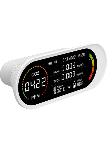 5 Arada 1 Hava Kalitesi Dedektörü Tvoc Hcho Co2 Metre Karbon Dioksit Sıcaklık Nem Testi Hava Kalitesi Monitörü (Yurt Dışından)