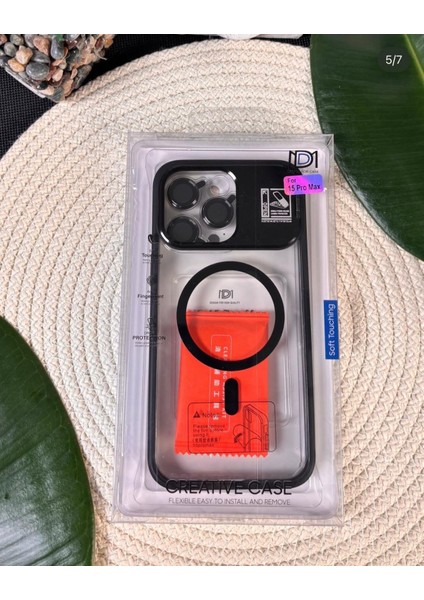 İPHONE15 Pro Max Uyumlu Magsafe Destekli Şeffaf Kenarları Titanyum Korumalı Kılıf (Kamera Koruyucuhediyeli)