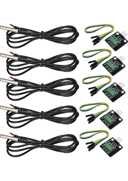 DS18B20 Su Geçirmez Sıcaklık Sensörü Prob Moule Kiti Paslanmaz Çelik Prob, Raspberry Pi, 5 Pc, 1 Metre (Yurt Dışından)