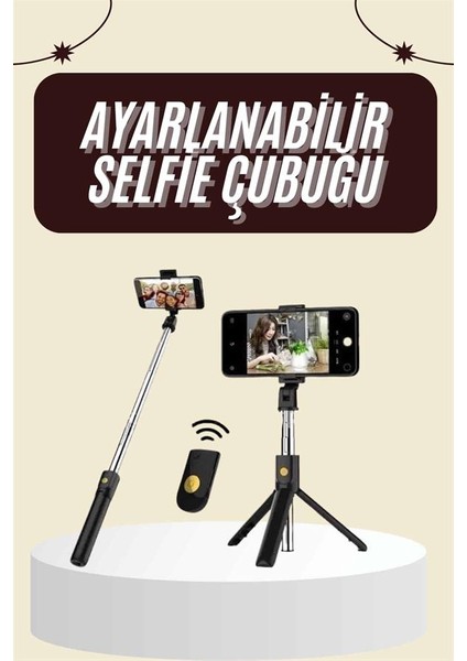 Cep Telefonu Tripod Standı Manyetik Selfie Sopa Bluetooth Uzaktan Kumandalı - M562R887-K80562 fiyatları