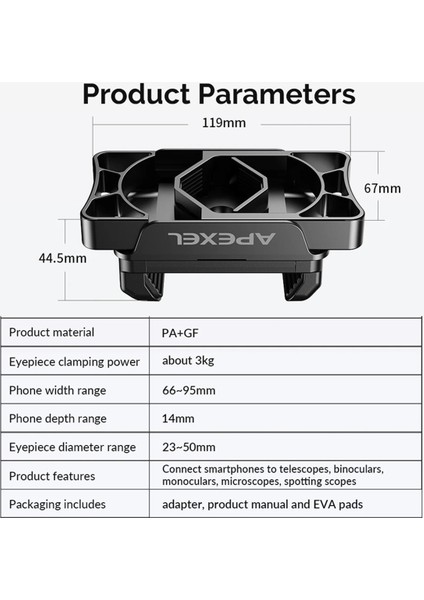 Apexel Universal Telescope Monocular Binoküler Için Telefon Adaptörü Mikroskop Gözenli Çap Telefon Tutucu Klipsi (Yurt Dışından) fırsatları