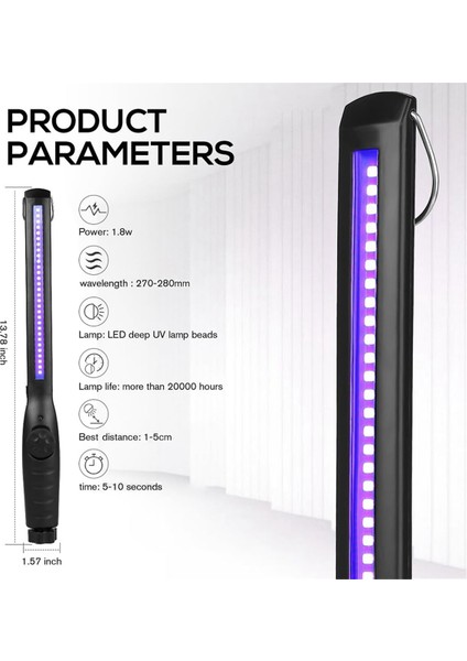Uv Işık Sanitizatörü, Uv Sanitizer Lamba Taşınabilir Seyahat Uv Işık Dezenflek Değnek (Yurt Dışından) indirimleri
