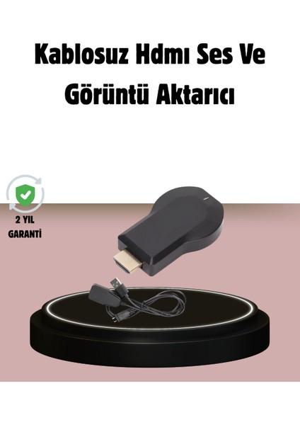1080P Ultra Hd Kablosuz Ekran Yansıtma Dongle – Miracast / Airplay / Dlna - T376G099-Z05376