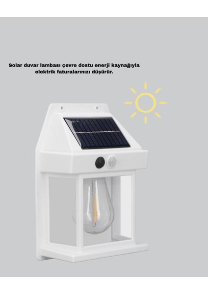 Üç Modlu Güneş Enerjili Duvar Lambası 1800MAH Bataryalı ve Hareket Sensörlü - MCT6127-6276 indirimleri