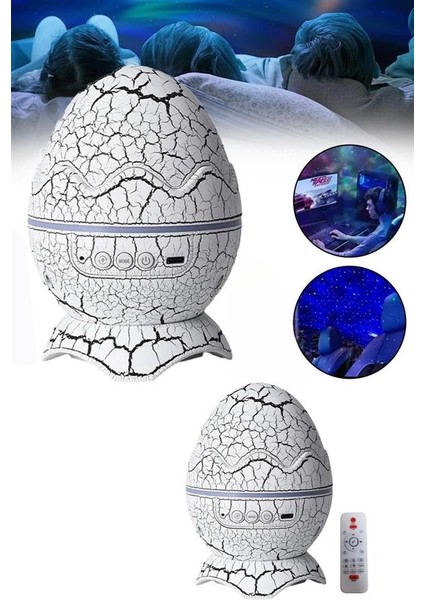 Yumurta Görünümlü Masa ve Gece Lambası Renk Değiştirebilen Projektör - T017G278-Z76017