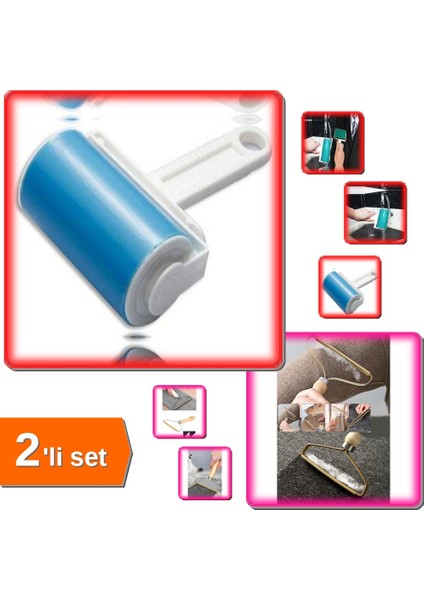 Tüy ve Toz Toplama Rulosu + Ahşap Saplı Metal Kazak Elbise Tüy Tiftik Toparlayıcı 2li Set - Q4M7K2