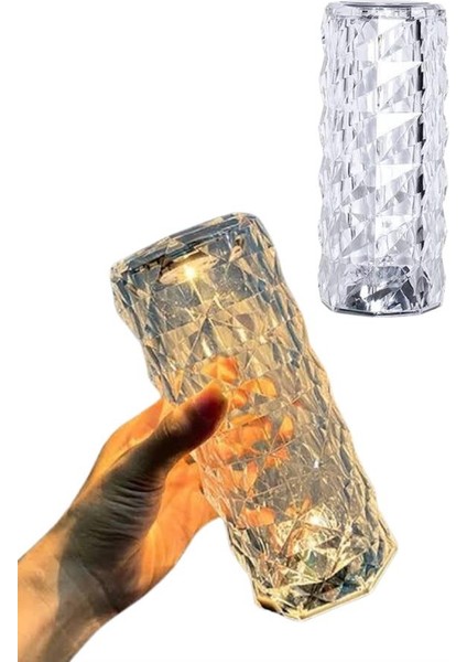 Kristal Lamba Masa Lambası Şarjlı Masa Lambası Dokunmatik Sensör USB Şarjlı - M983R357-K8698